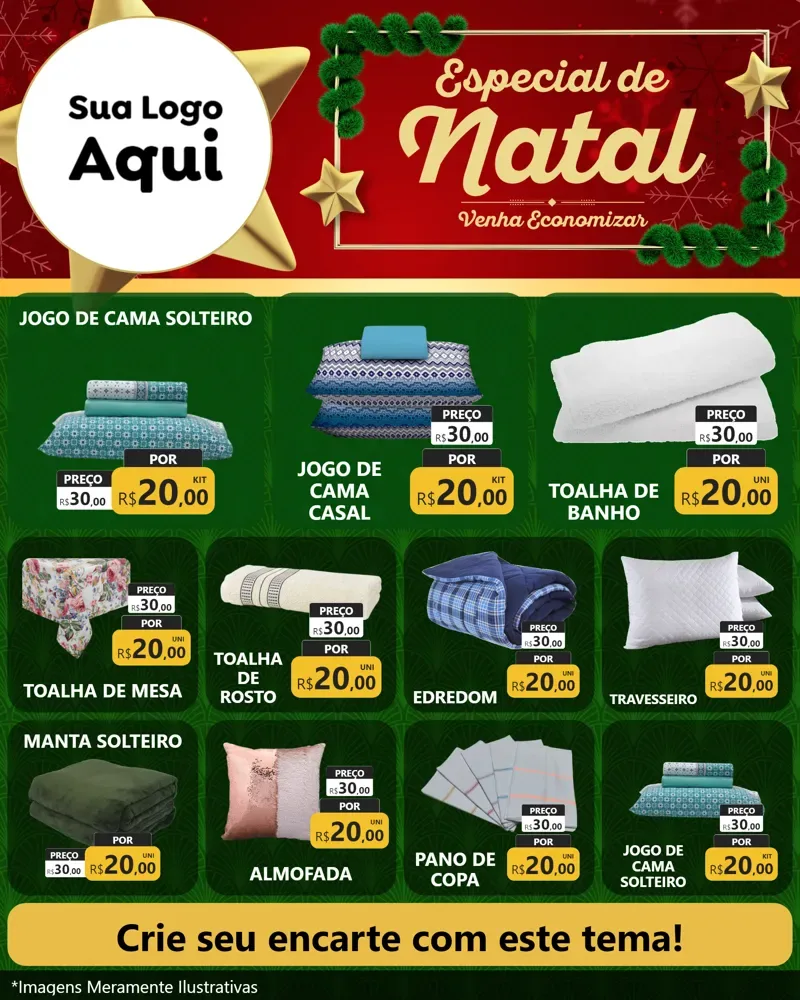 Modelo de Rede Social para Feed Instagram com o tema Especial de Natal para Cama, Mesa e Banho