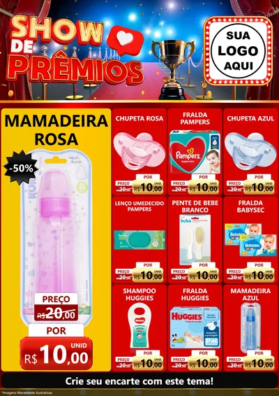 Modelo de Encarte para Encarte A4 Vertical com o tema Show de Prêmios para Bebês