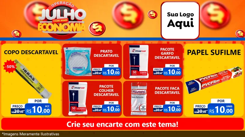 Modelo de TV para TV Horizontal com o tema Operação Julho Com Mais Economia para Embalagens