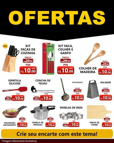 Modelo de Rede Social para Feed Instagram com o tema Ofertas Preto e Vermelho Cartaz para Utilidades Domésticas