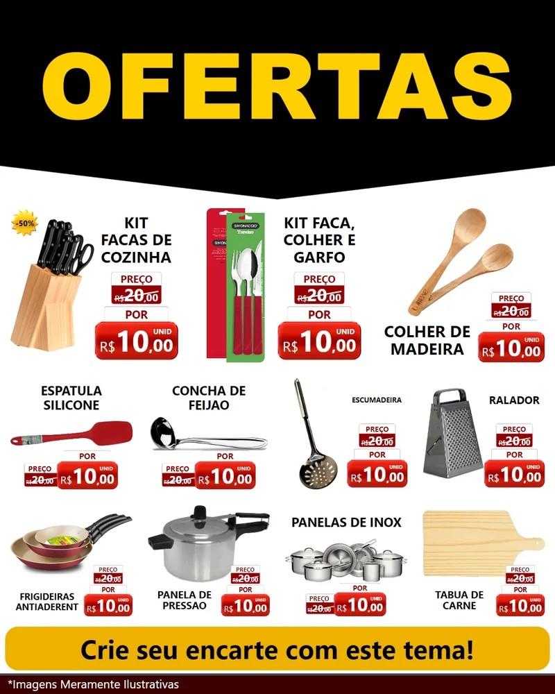 Modelo de Rede Social para Feed Instagram com o tema Ofertas Preto e Vermelho Cartaz para Utilidades Domésticas