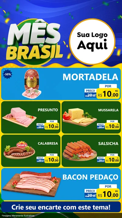 Modelo de TV para TV Vertical com o tema Mês do Brasil para Frios e Laticínios