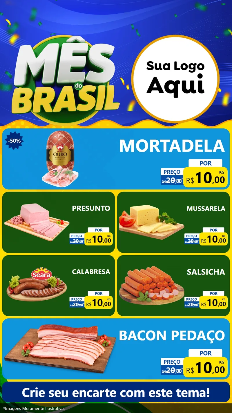 Modelo de TV para TV Vertical com o tema Mês do Brasil para Frios e Laticínios