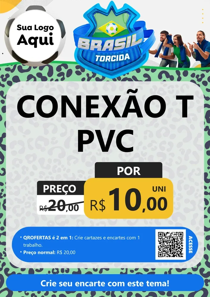 Modelo de Cartaz para Cartaz A4 Vertical com o tema Brasil Torcida - Copa para Tubos e conexões