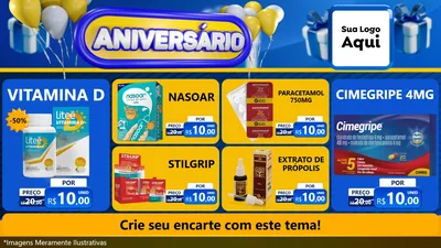 Modelo de TV para TV Horizontal com o tema Aniversário para Farmácia