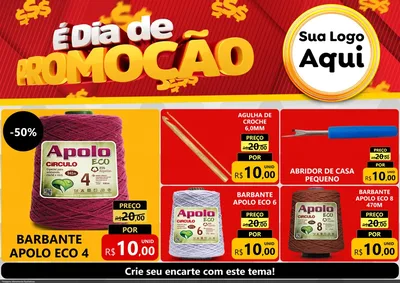 Modelo de Encarte para Encarte A4 Horizontal com o tema É Dia De Promoção para Armarinho e Aviamentos