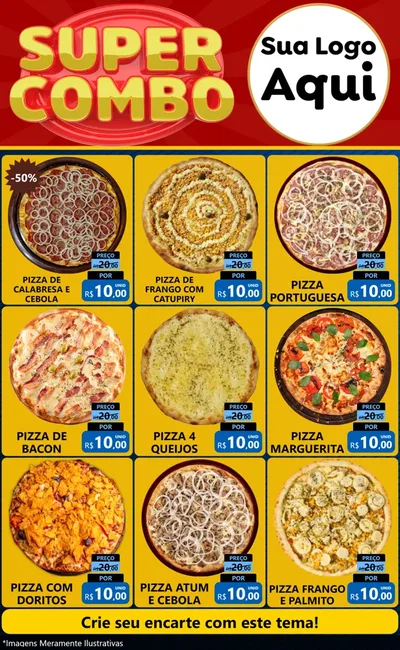 Modelo de Encarte para Encarte Grande com o tema Super Combo para Pizzaria