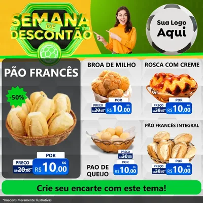 Modelo de Rede Social para Feed Facebook com o tema Semana de Descontão - Copa para Padaria