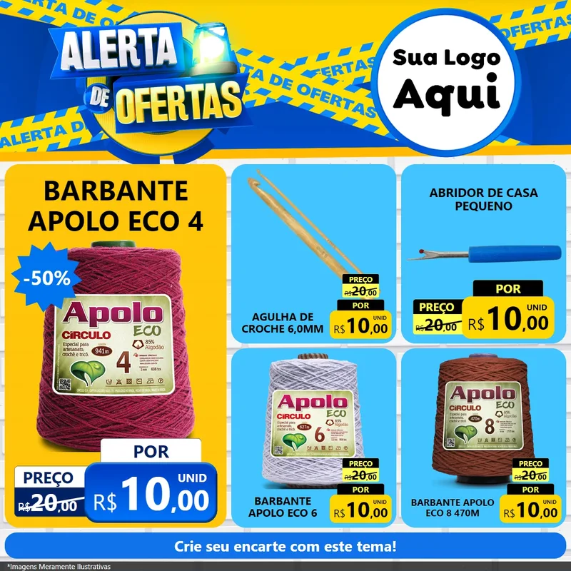 Modelo de Rede Social para Feed Facebook com o tema Alerta de Ofertas para Armarinho e Aviamentos