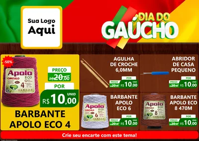 Modelo de Encarte para Encarte A4 Horizontal com o tema Dia do Gaúcho para Armarinho e Aviamentos
