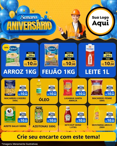 Modelo de Rede Social para Feed Instagram com o tema Semana de Aniversário para Supermercado