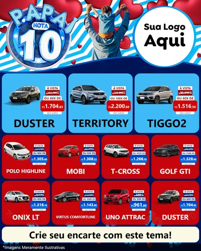 Modelo de Rede Social para Feed Instagram com o tema Papai Nota 10 para Concessionaria de Carros