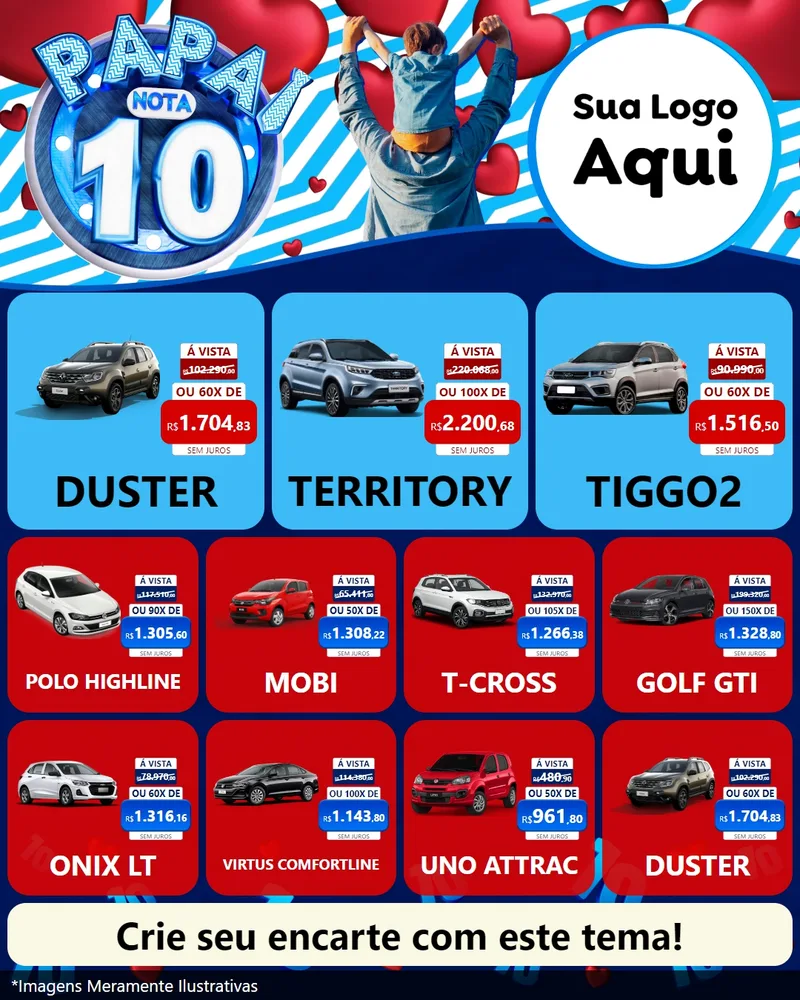 Modelo de Rede Social para Feed Instagram com o tema Papai Nota 10 para Concessionaria de Carros