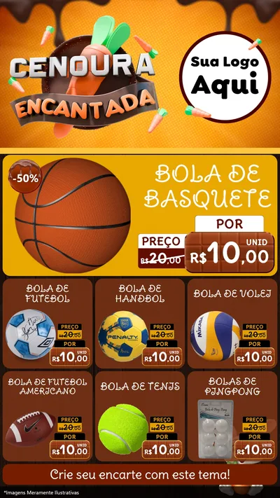 Modelo de Rede Social para Stories com o tema Cenoura Encantada - Páscoa para Artigos Esportivos