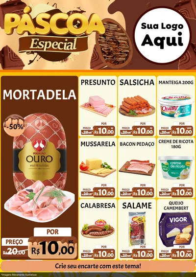 Modelo de Encarte para Encarte A4 Vertical com o tema Páscoa Especial para Frios e Laticínios