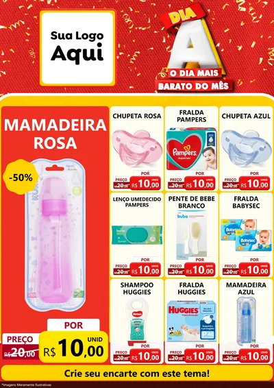 Modelo de Encarte para Encarte A4 Vertical com o tema Dia A o Dia Mais Barato do Mês para Bebês