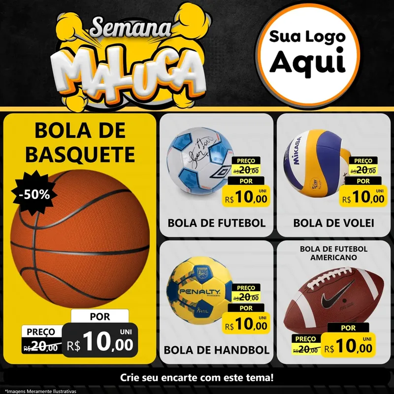 Modelo de Rede Social para Feed Facebook com o tema Semana Maluca para Artigos Esportivos