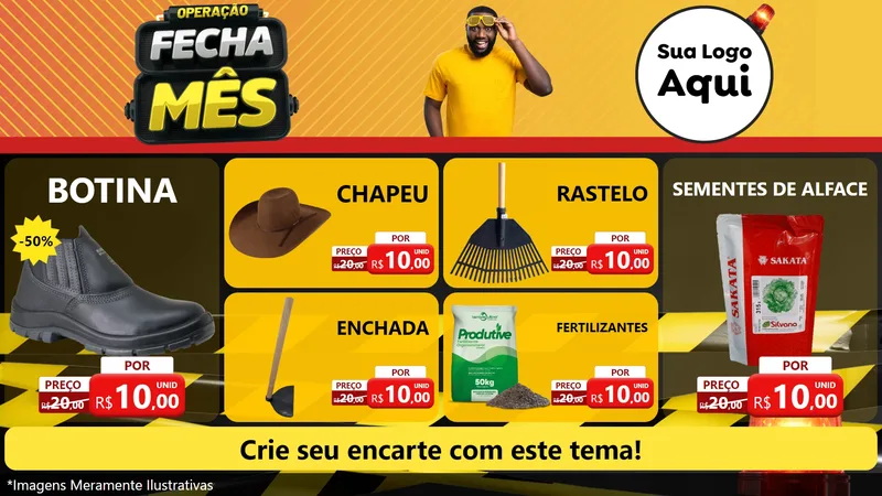 Modelo de TV para TV Horizontal com o tema Operação Fecha Mês para Agropecuária