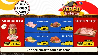 Modelo de TV para TV Horizontal com o tema Super Verão de Ofertas para Frios e Laticínios