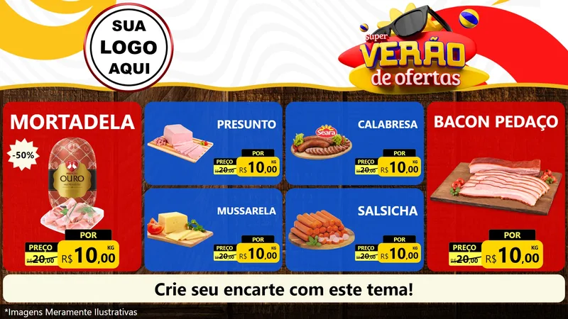 Modelo de TV para TV Horizontal com o tema Super Verão de Ofertas para Frios e Laticínios