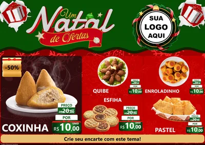 Modelo de Encarte para Encarte A4 Horizontal com o tema Um Natal de Ofertas para Salgadaria