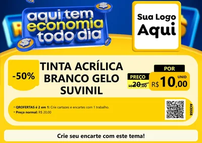 Modelo de Cartaz para Cartaz A4 Horizontal com o tema Aqui Tem Economia Todo Dia para Tintas e Ferramentas