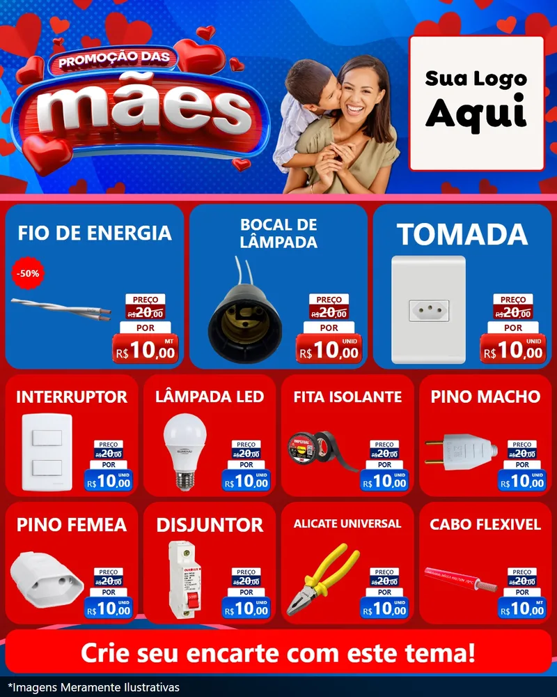 Modelo de Rede Social para Feed Instagram com o tema Promoção das Mães para Materiais Elétricos