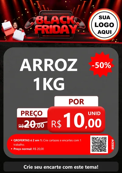 Modelo de Cartaz para Cartaz A4 Vertical com o tema Black Friday para Supermercado