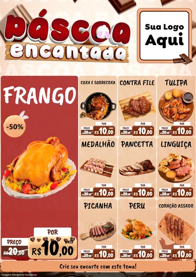 Modelo de Encarte para Encarte A4 Vertical com o tema Páscoa Encantada para Assados