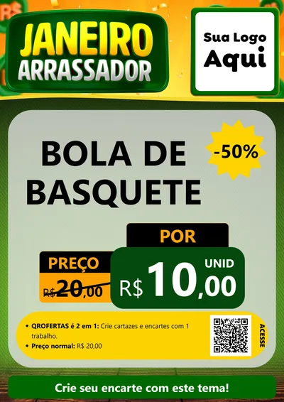 Modelo de Cartaz para Cartaz A4 Vertical com o tema Janeiro Arrasador para Artigos Esportivos