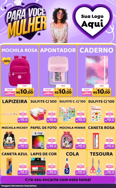 Modelo de Encarte para Encarte Grande com o tema Para Você, Mulher para Papelaria