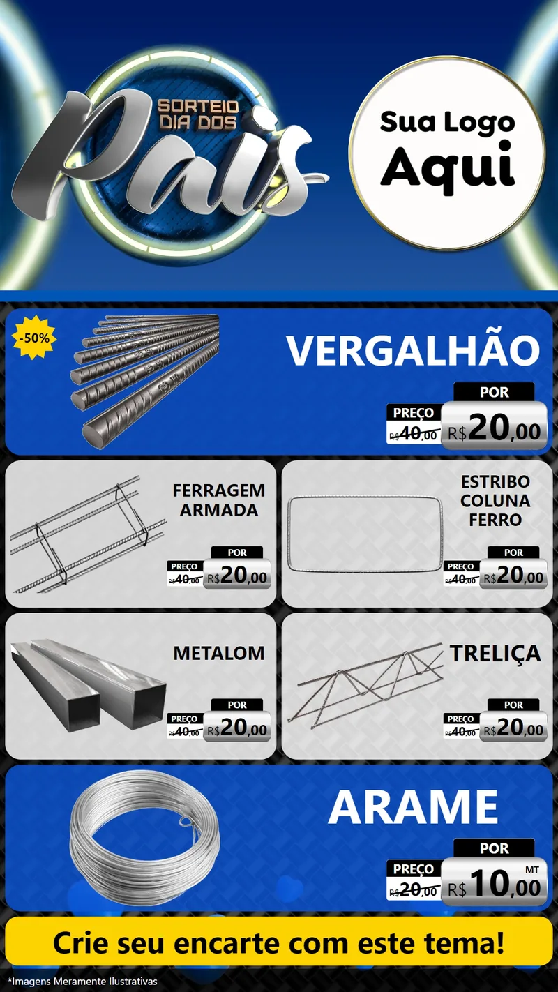 Modelo de TV para TV Vertical com o tema Sorteio Dia Dos Pais para Ferragens
