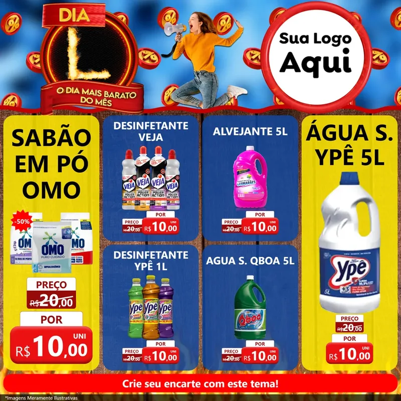 Modelo de Rede Social para Feed Facebook com o tema Dia L - O Dia Mais Barato Do Mês para Produtos de Limpeza