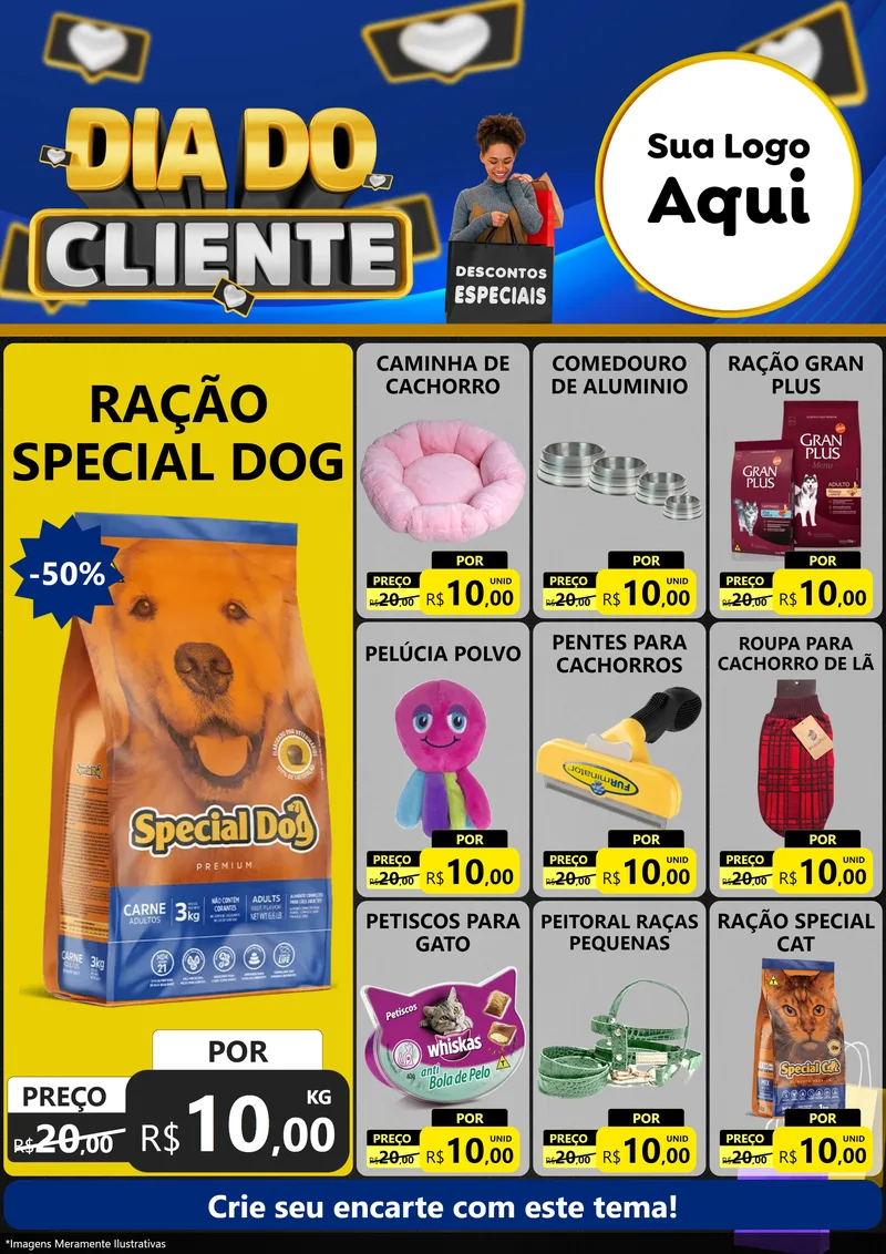 Modelo de Encarte para Encarte A4 Vertical com o tema Dia Do Cliente para Pet Shop