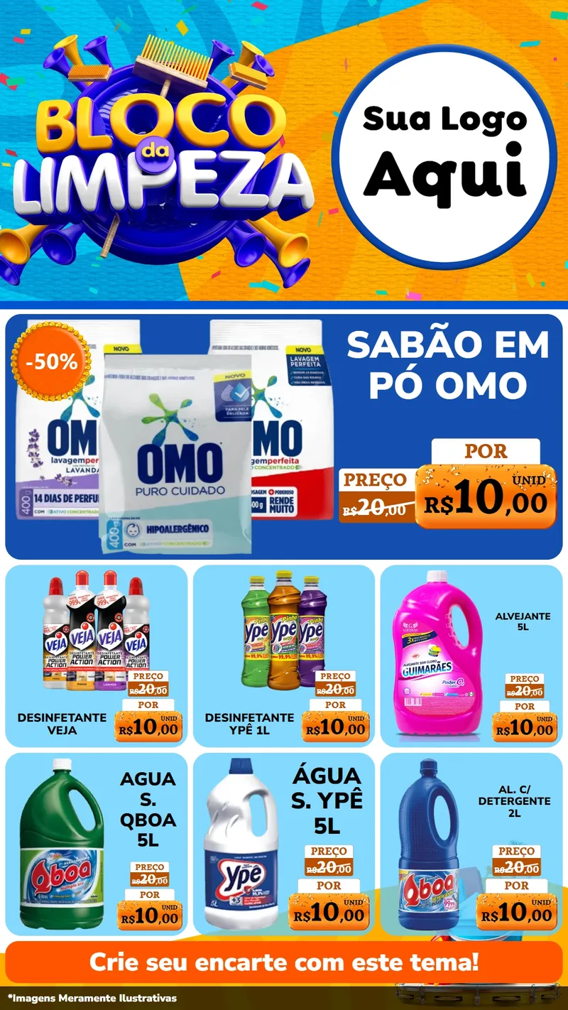Modelo de Rede Social para Stories com o tema Bloco da Limpeza para Produtos de Limpeza
