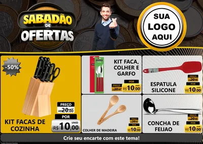 Modelo de Encarte para Encarte A4 Horizontal com o tema Sabadão de Ofertas para Utilidades Domésticas