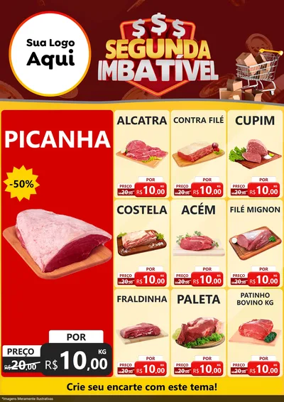 Modelo de Encarte para Encarte A4 Vertical com o tema Segunda Imbatível para Açougue