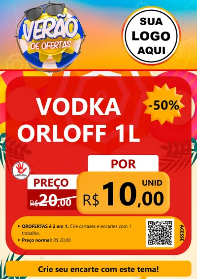Modelo de Cartaz para Cartaz A4 Vertical com o tema Verão de Ofertas para Distribuidora de bebidas