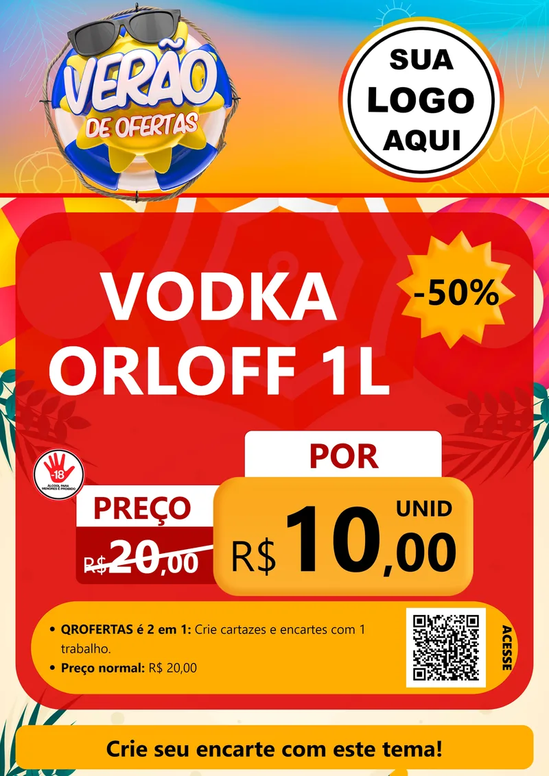 Modelo de Cartaz para Cartaz A4 Vertical com o tema Verão de Ofertas para Distribuidora de bebidas