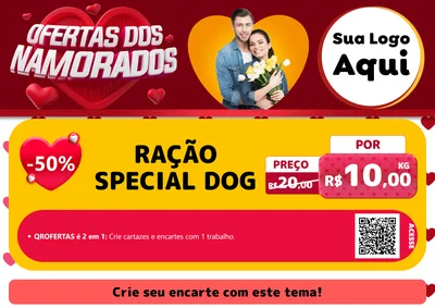 Modelo de Cartaz para Cartaz A4 Horizontal com o tema Ofertas Dos Namorados para Pet Shop