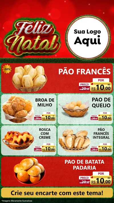 Modelo de TV para TV Vertical com o tema Feliz Natal para Padaria