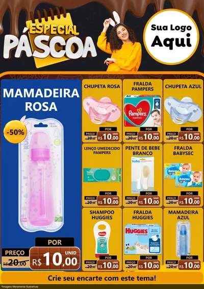 Modelo de Encarte para Encarte A4 Vertical com o tema Especial Páscoa para Bebês