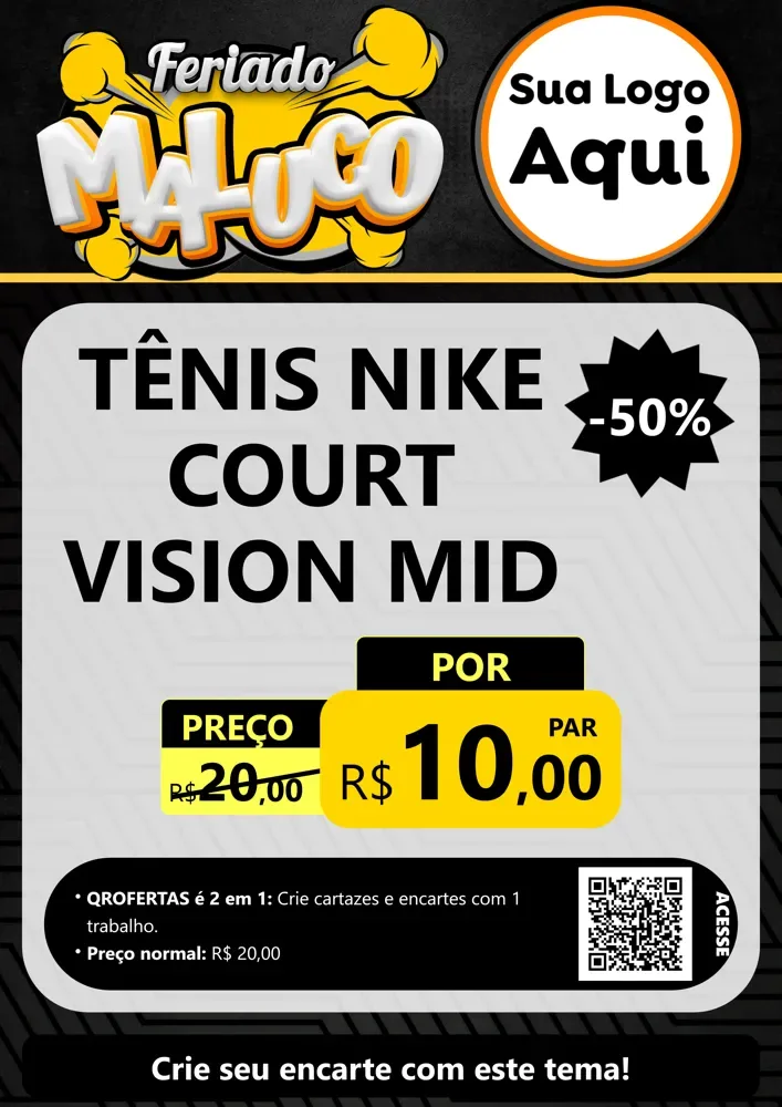 Modelo de Cartaz para Cartaz A4 Vertical com o tema Feriado Maluco para Calçados