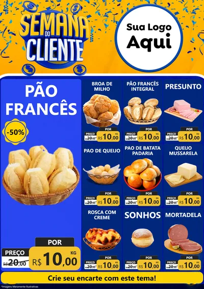 Modelo de Encarte para Encarte A4 Vertical com o tema Semana do Cliente para Padaria