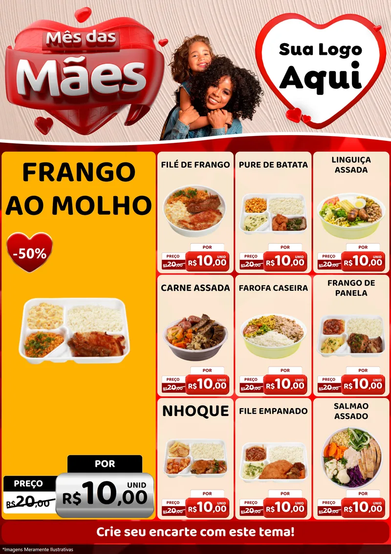 Modelo de Encarte para Encarte A4 Vertical com o tema Mês das Mães para Restaurante