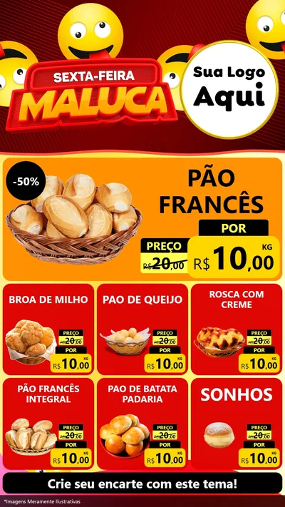 Modelo de Rede Social para Stories com o tema Sexta-feira Maluca para Padaria