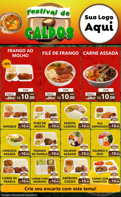 Modelo de Encarte para Encarte Grande com o tema Festival de Caldos para Restaurante