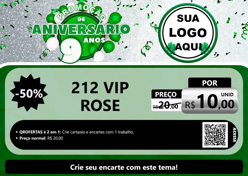 Modelo de Cartaz para Cartaz A4 Horizontal com o tema Promoção de Aniversário - 9 Anos para Perfumes