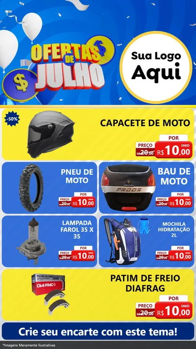 Modelo de TV para TV Vertical com o tema Ofertas de Julho para Moto peças