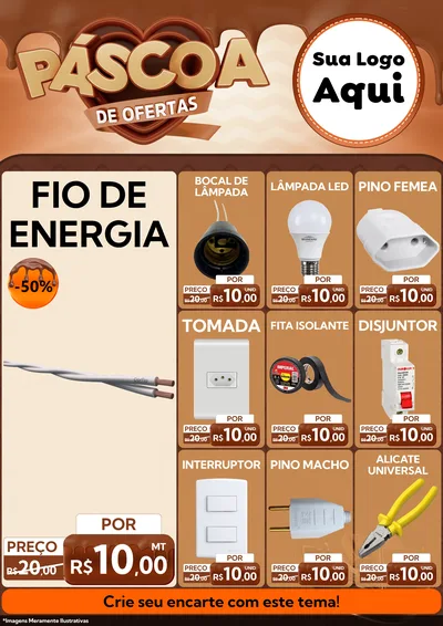 Modelo de Encarte para Encarte A4 Vertical com o tema Páscoa de Ofertas para Materiais Elétricos